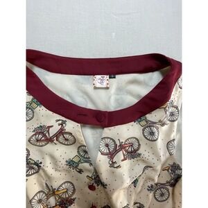 Dancing Days Bicycle Days VTG Style Button Up Dress W/Flowers And Baskets SZ S
